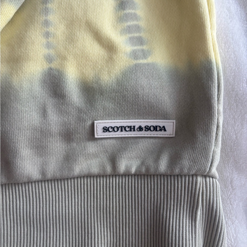 NWOT Unisex Scotch & Soda Beige and Cream Tie-Dye Crewneck Sweater Size S - Picture 4 of 6